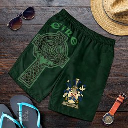 ScotsTee Shop Irish Lonergan or O'Lonergan Coat of Arms Irish Mens Short Irish Cross with Celtic Knot and Claddagh Ring