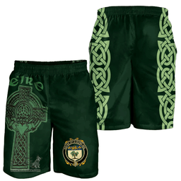 ScotsTee Shop Irish House of O'DOWLING Coat of Arms Irish Mens Short Irish Cross with Celtic Knot and Claddagh Ring