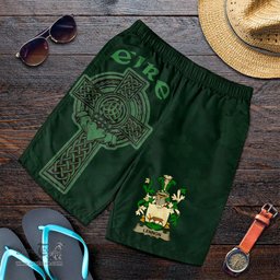 ScotsTee Shop Irish Lennon or O'Lennon Coat of Arms Irish Mens Short Irish Cross with Celtic Knot and Claddagh Ring