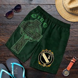 ScotsTee Shop Irish House of PLUNKETT Coat of Arms Irish Mens Short Irish Cross with Celtic Knot and Claddagh Ring