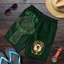 ScotsTee Shop Irish House of O'MOLLOY Coat of Arms Irish Mens Short Irish Cross with Celtic Knot and Claddagh Ring