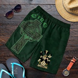 ScotsTee Shop Irish Looney or O'Lunney Coat of Arms Irish Mens Short Irish Cross with Celtic Knot and Claddagh Ring