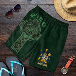 ScotsTee Shop Irish Mackey Coat of Arms Irish Mens Short Irish Cross with Celtic Knot and Claddagh Ring