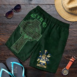 ScotsTee Shop Irish Leman or Lemon Coat of Arms Irish Mens Short Irish Cross with Celtic Knot and Claddagh Ring
