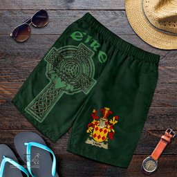 ScotsTee Shop Irish Lavin or O'Lavin Coat of Arms Irish Mens Short Irish Cross with Celtic Knot and Claddagh Ring