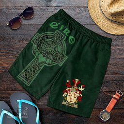 ScotsTee Shop Irish Hunter Coat of Arms Irish Mens Short Irish Cross with Celtic Knot and Claddagh Ring