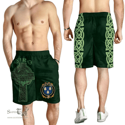 ScotsTee Shop Irish House of TOBIN Coat of Arms Irish Mens Short Irish Cross with Celtic Knot and Claddagh Ring