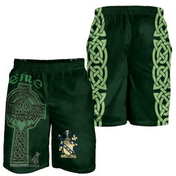 ScotsTee Shop Irish Lowe Coat of Arms Irish Mens Short Irish Cross with Celtic Knot and Claddagh Ring