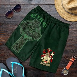 ScotsTee Shop Irish Leary or O'Leary Coat of Arms Irish Mens Short Irish Cross with Celtic Knot and Claddagh Ring