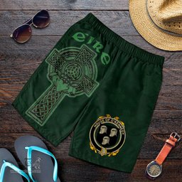 ScotsTee Shop Irish House of O'KENNEDY Coat of Arms Irish Mens Short Irish Cross with Celtic Knot and Claddagh Ring