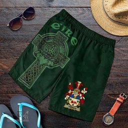 ScotsTee Shop Irish Trench Coat of Arms Irish Mens Short Irish Cross with Celtic Knot and Claddagh Ring