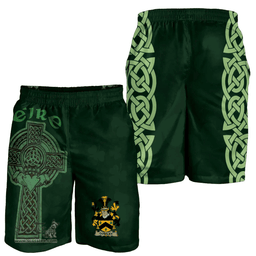 ScotsTee Shop Irish Ouseley Coat of Arms Irish Mens Short Irish Cross with Celtic Knot and Claddagh Ring