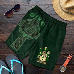 ScotsTee Shop Irish Sharkey or O'Sharkey Coat of Arms Irish Mens Short Irish Cross with Celtic Knot and Claddagh Ring