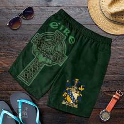 ScotsTee Shop Irish Stanley Coat of Arms Irish Mens Short Irish Cross with Celtic Knot and Claddagh Ring
