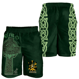 ScotsTee Shop Irish Wentworth Coat of Arms Irish Mens Short Irish Cross with Celtic Knot and Claddagh Ring