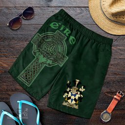 ScotsTee Shop Irish Otway Coat of Arms Irish Mens Short Irish Cross with Celtic Knot and Claddagh Ring