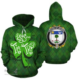 ScotsTee Shop Irish House Of Beirne Coat of Arms Ireland Hoodie Kiss Me I'm Irish Hoodie