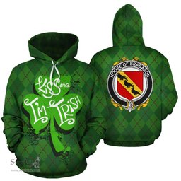 ScotsTee Shop Irish House Of Brabazon Coat of Arms Ireland Hoodie Kiss Me I'm Irish Hoodie