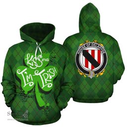 ScotsTee Shop Irish House Of Delahyde Coat of Arms Ireland Hoodie Kiss Me I'm Irish Hoodie