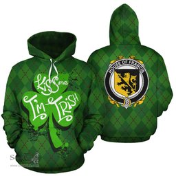 ScotsTee Shop Irish House Of Francis Coat of Arms Ireland Hoodie Kiss Me I'm Irish Hoodie