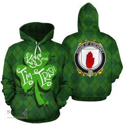 ScotsTee Shop Irish House Of O'Devaney Coat of Arms Ireland Hoodie Kiss Me I'm Irish Hoodie