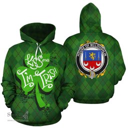 ScotsTee Shop Irish House Of McLoughlin Coat of Arms Ireland Hoodie Kiss Me I'm Irish Hoodie