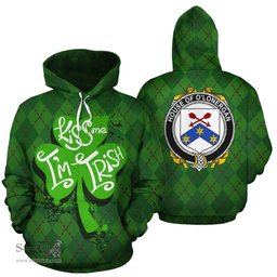 ScotsTee Shop Irish House Of O'Lonergan Coat of Arms Ireland Hoodie Kiss Me I'm Irish Hoodie