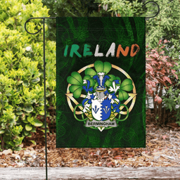 ScotsTee Shop Irish Bermingham Coat of Arms Irish Pride Garden Flag Irish Shamrock Flag