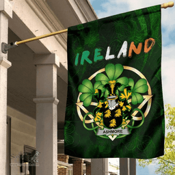 ScotsTee Shop Irish Ashmore Coat of Arms Irish Pride Garden Flag Irish Shamrock Flag