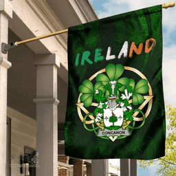 ScotsTee Shop Irish Concanon or O'Concanon Coat of Arms Irish Pride Garden Flag Irish Shamrock Flag