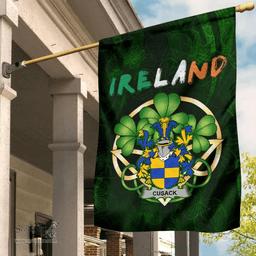 ScotsTee Shop Irish Cusack Coat of Arms Irish Pride Garden Flag Irish Shamrock Flag