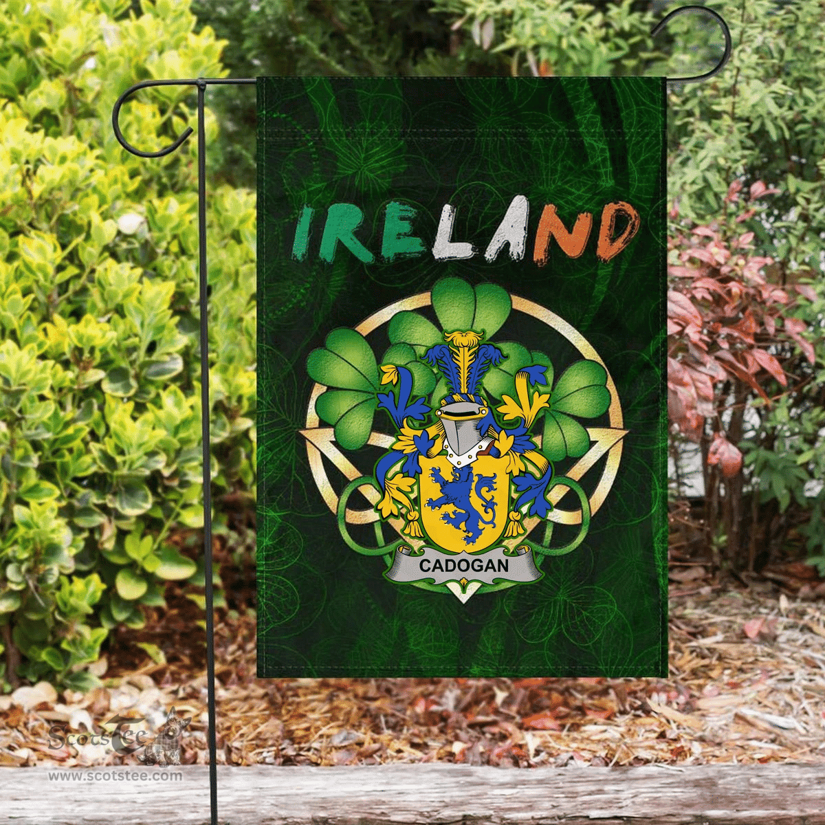 ScotsTee Shop Irish Cadogan Coat of Arms Irish Pride Garden Flag Irish Shamrock Flag