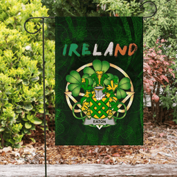 ScotsTee Shop Irish Eaton Coat of Arms Irish Pride Garden Flag Irish Shamrock Flag