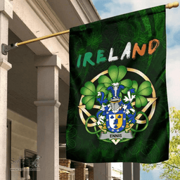 ScotsTee Shop Irish Ennis Coat of Arms Irish Pride Garden Flag Irish Shamrock Flag