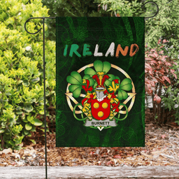 ScotsTee Shop Irish Burnett Coat of Arms Irish Pride Garden Flag Irish Shamrock Flag