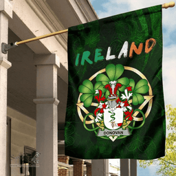 ScotsTee Shop Irish Donovan or O'Donovan Coat of Arms Irish Pride Garden Flag Irish Shamrock Flag