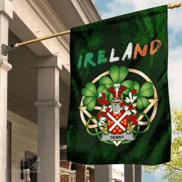 ScotsTee Shop Irish Denny Coat of Arms Irish Pride Garden Flag Irish Shamrock Flag
