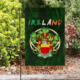 ScotsTee Shop Irish Carron Coat of Arms Irish Pride Garden Flag Irish Shamrock Flag