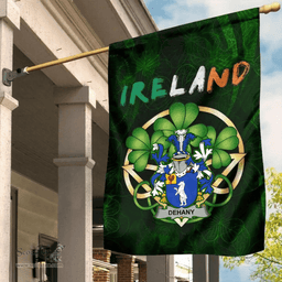 ScotsTee Shop Irish Dehany Coat of Arms Irish Pride Garden Flag Irish Shamrock Flag