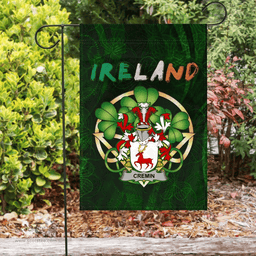 ScotsTee Shop Irish Cremin or O'Cremin Coat of Arms Irish Pride Garden Flag Irish Shamrock Flag