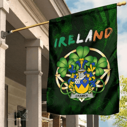 ScotsTee Shop Irish Cramer Coat of Arms Irish Pride Garden Flag Irish Shamrock Flag