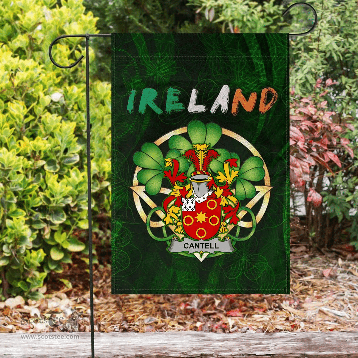 ScotsTee Shop Irish Cantell Coat of Arms Irish Pride Garden Flag Irish Shamrock Flag