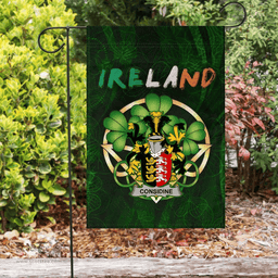 ScotsTee Shop Irish Considine or McConsidine Coat of Arms Irish Pride Garden Flag Irish Shamrock Flag