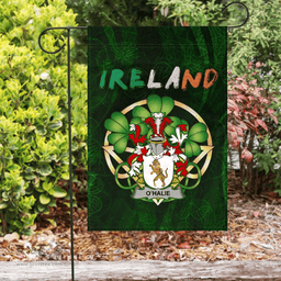 ScotsTee Shop Irish Halie or O'Halie Coat of Arms Irish Pride Garden Flag Irish Shamrock Flag