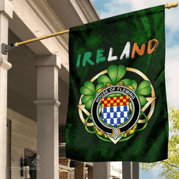 ScotsTee Shop Irish House of FLEMING Coat of Arms Irish Pride Garden Flag Irish Shamrock Flag