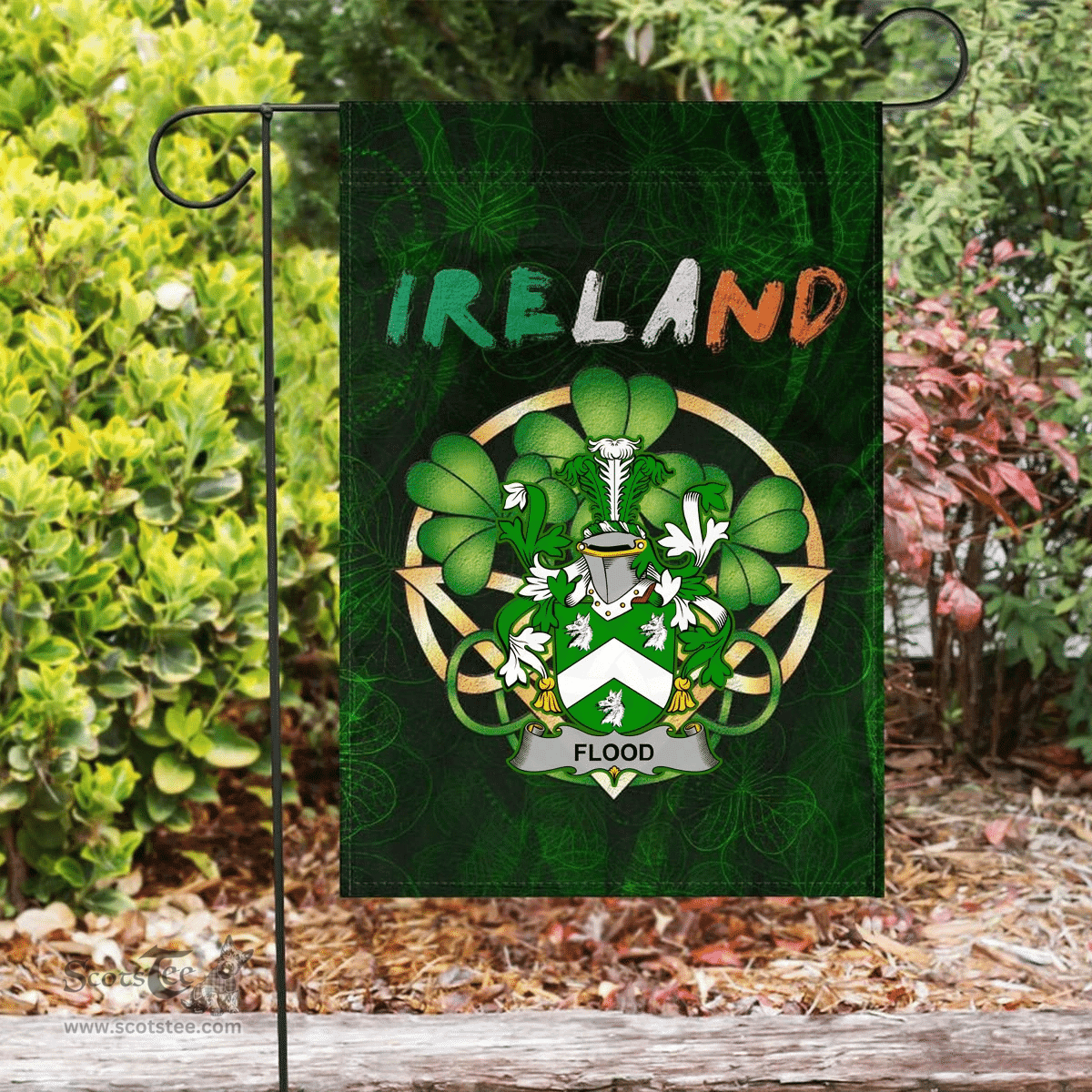 ScotsTee Shop Irish Flood Coat of Arms Irish Pride Garden Flag Irish Shamrock Flag