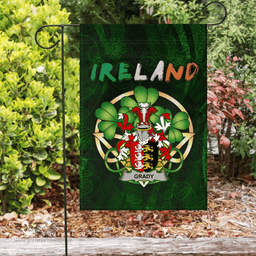 ScotsTee Shop Irish Grady or O'Grady Coat of Arms Irish Pride Garden Flag Irish Shamrock Flag