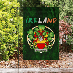 ScotsTee Shop Irish Fitz-Harris Coat of Arms Irish Pride Garden Flag Irish Shamrock Flag