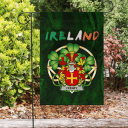 ScotsTee Shop Irish Feeney or O'Feney Coat of Arms Irish Pride Garden Flag Irish Shamrock Flag