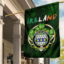ScotsTee Shop Irish House of NAGLE Coat of Arms Irish Pride Garden Flag Irish Shamrock Flag